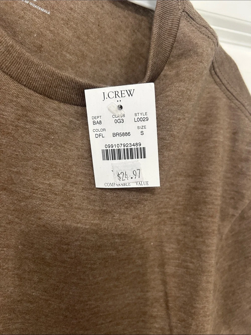 J. Crew Washed Short Sleeve Crewneck Tee Shirt size small Brown